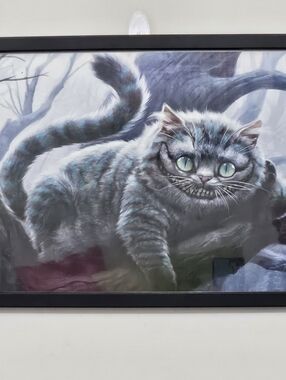 Blue Toned Chesire Cat 12.5"Wx17"L Black Metal Framed Wall Poster Alice in Wonde